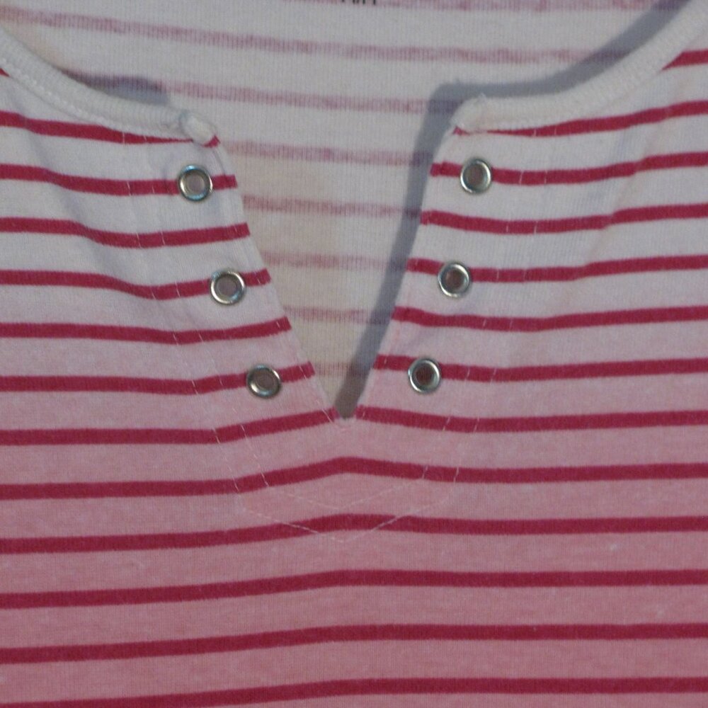 * Basic Editions Pink Blouse Medium Stripes Striped Burnout FINAL Price - Picture 3 of 3